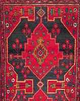 HAMADAN,PERSIEN CA.380 X 113 CM. EHZ.3 L.MOTTENFRASS FLOR WOLLE CA.40 JAHRE.