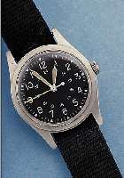 HAMILTON MILITäRARMBANDUHR, USA UM 1987, METALL MATT., KONTRASTZIFFERBL., BASISKAL. ETA 2750, HANDAUFZUG, UNR.-STOPP BEI ZEIGER- ST., ...