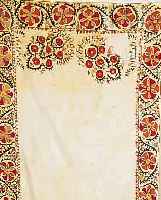 USBEKISTAN-BRAUTLAKEN SUSANI CA.230 X 150 CM. EHZ.4 BAUMWOLLE UM 1900.