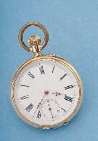 GROSJEAN FRERES HERRENTASCHENUHR LEPINE, REF.-NR. 226503, SCHWEIZ UM 1890, ROSE-G. 585/000, PERF. EMAILBL., METALLCUV., NICKELBRüK- KENANKERW. ...