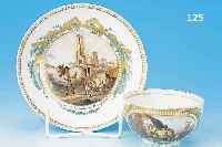 TASSE MIT UNTERTASSE, MEISSEN, 1774 - 1814, PORZELLAN,  TASSE UND UNTERTASSE IN GROßER KARTUSCHE ...