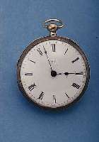 SPINDELHERRENTASCHENUHR, FRANKREICH UM 1830,BEZ. BERTOUD á PARIS, AUF GEW. EMAILLBL., VERG. PLATINE, SILB. RüCKS., RANKENDEKOR, ANTRIEB ...