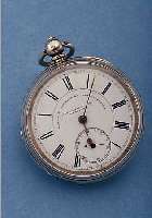 FATTORINI & SONS HERRENTASCHENUHR, REF.-NR. 200860, ENGLAND, HEIMAT BIRMINGHAM UM 1895, 900ER SILB., SCHLüSSELAUFZ., 3-TEIL. EMAILL- BLATT ...