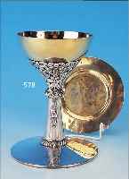 MEßKELCH, DEUTSCH, UM 1910/15, SILBER, KUPPA VERGOLDET, REICH VERZIERT, STIEL MIT ...