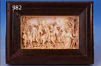 ELFENBEINRELIEF, DEUTSCH, UM 1860/70, 5.5 X 9.5 CM, SPAN. SCHLACHTENSZENE, REICHE, HISTORIZISCHE SCHNITZEREI, RAHMEN SPäTER