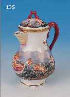 MOKKAKäNNCHEN, MEISSEN, UM 1870/80, PORZELLAN, H. 13.5 CM, ERHABENER DEKOR, REICH BEMALT, L. REST.