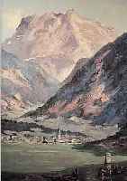 JäGER, WOLFGANG, 1890 EBRACH, STUD. IN NüRN-BERG U. KARLSRUHE, ALPENLANDSCHAFT MIT OBERS- DORF IM ALLGäU UND NEBELHORN, ÖL/ LWD., SIGN.,CA. ...