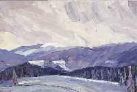 VOLZ, W., DEUTSCHER MALER, 1. HäLFTE 20.JH., VERSCHNEITE LANDSCHAFT IM VORGEBIRGE, ÖL/LWD, PASTOSER FARBAUFTRAG BEI BREITEM PINSELDUKTUS,LI. U. ...