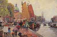 RICHTER, MAX, *1860 MAGDEBURG, STUD. AN DER BERLINER AKADEMIE BEI ALBERT HERTEL, WIRKTE INBERLIN, BLUMENMARKT AN AMSTERDAMMER GRACHT, ÖL/LWD., ...