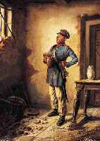 SCHMIDT, GUIDO, *1834 HEIDELBERG- 1922 MILTEN-BERG, GESCHäTZTER GENREMALER UND PORTRäTIST,WACHSOLDAT BEMERKT DIE FLUCHT EINES GEFANGENENAUS DER ...