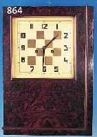 WANDUHR, DEUTSCH, UM 1940, HOLZGEHäUSE, MES-SINGZIFFERBLATT IN SCHACHBRETTMUSTER BEZ. ZEN-TRA, SKEL. MESSINGPLATINENWERK GEM. POPITZ & CO LEIPZIG, ...