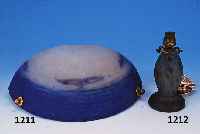 LAMPENFUß, FRANKREICH, SIGN. LORRAIN, 30ER JAHRE, PATE-DE-VERRE MIT BLAUEN UND VIOLETTEN EINSCHMELZUNGEN, ELEKTR. NICHT GEPRüFT, ...