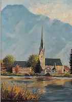 C. REMMEL O.ä. MüNCHEN, 19. JH., KLOSTERANSICHT AM SEE, ÖL/LWD, LI. U. SIGN., CA. 66 X 50 CM