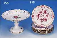 FUßSCHALE, MEISSEN, 2. HäLFTE 20. JH., PORZELLAN, ROTE ROSE, GOLDRAND, H. 13 CM, D. 21 CM