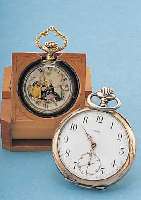 KONVOLUT: 2 TASCHENUHREN, 1X OMEGA HERREN- ASCHENUHR LEPINE, SCHWEIZ UM 1912, 800ER SILBER, RäNDER VERG., EMAILBL. FEIN HAARR., SIGN., 15 ...