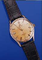 LEMANIA HERRENARMBANDUHR, REF.-NR. 918, SCHWEIZ UM 1958, EDELST. M. RG-HAUBE, VERS. ORIG.-BLATT ALTERSBED. FARBL. GET., AUFGES. ...