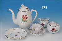 MOKKASERVICE, NYMPHENBURG, UM 1955, PORZELLAN, FüR 6 PERSONEN, BEST. AUS: KANNE, H. 18 CM; 6 TASSEN MIT UNTERTASSEN, TASSENH. 5,5 CM; ...
