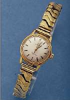 OMEGA DAMENGOLDBANDUHR LADYMATIC, REF.-NR. 565003, SCHWEIZ UM 1967, GG 750/000, NEUTR. GG585/000 SCHERENGLIEDERB., BLATT VERSILB., AUFGEL. ...