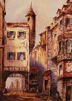 CROISSANT, AUGUST, 1870 LANDAU-1941 EDENKOBEN, STADTANSICHT AUS ITALIEN, MEHRFARBIGES AQUARELL AUF PAPIER, RE. U. SIGN., CA. 37.5 X 27 CM, ...