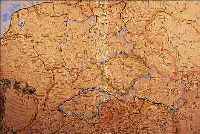 KOLORIERTE KUPFERSTICHKARTE VON ROBERT DE VAUGONDY, 1756, DAS ANTIKE GERMANIEN, BUGFALTE, GEBRäUNT, CA. 47 X 58 CM