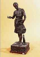 SKULPTUR, FRANKREICH, UM 1890-1900, SPRITZGUß BRONZEFARBEN PATINIERT (BERIEBEN), DARSTELLUNG EINES WAGNERS, H. CA. 69 CM