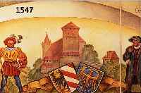 ZUBER, BENNO, DATIERT 1948, ENTWURF ZU EINEM WANDGEMäLDE, GOUACHE AUF PAPIER, DREI- TEILIG, SIGN. UND BEZ., CA. 42 X 105 CM