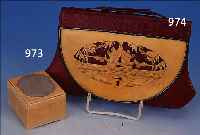 HANDTASCHE, DEUTSCH, UM 1900, LEDER MIT ELFENBEINPLATTE, 21 X 12.5 CM