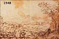 ZUSCHREIBUNG: CARLO ANTONIO TAVELLA, 1668-1738, LANDSCHAFTSDARSTELLUNG MIT PERSONENSTAFFAGE, BRAUNE TUSCHFEDER AUF PAPIERGEBRäUNT, ...