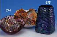 ZWEI ASCHENBECHER, MURANO, 2. HäLFTE 20. JH., , GLAS MIT BUNTEN EINSCHMELZUNGEN, 11 X 14 CM ...