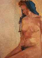 WEBER, EMIL, 1872 ZüRICH - 1945 MüNCHEN, SCHüLER DER MüNCHENER AKADEMIE, SITZENDER FRAUENAKT, ÖL/PAPPE, 50 X 36 CM