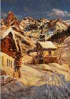 KLEVER, E., 30ER JAHRE, ÖL/LWD., 50 X 41 CM,GEBIRGSDORF MIT KAPELLE, RAHMEN, SIGNIERT