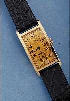 OMEGA HERRENARMBANDUHR, SCHWEIZ UM 1940, NEUTRALES 585ER RG GEH., RECTANG.-FORM, INNENSCHALE GEGEN MAGNETISMUS, BLATT REST., FORMANKERW., ...