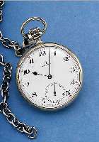 OMEGA HERRENTASCHENUHR LE PINE, SCHWEIZ UM 1928, NICKEL, PERF. EMAILBL. SIGN. AUßEN ROT 13-24, NICKELANKERW., 15 STEINE, KAL. 40,6 ...