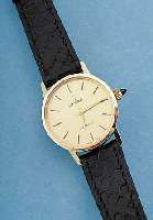 OMEGA DAMENARMBANDUHR DE VILLE, REF.-NR. 5117012 SCHWEIZ UM 1975, GG 585/000, BODEN AUFGEDR., MINERALFLACHGL., ORIG. LEDERBAND M. STIFTSCHL., ...