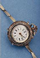 DAMENTASCHENUHR ALS ARMBANDUHR, SCHWEIZ UM 1910, SILB., RäNDER VERG., EMAILBL., ZYL.-WERKVERG. D. CA. 33 MM, ANBEI UHRENBAND M. HALTE- KLAMMER IN ...