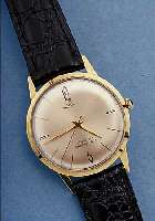 DUROWE HERRENARMBANDUHR, DEUTSCHL. UM 1966, 585ER GG, BOD. AUFGEDR., 17 ST. HANDAUFZ., KAL450, STOßSGES., LEDERB. EZ 1
