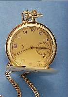 FESTA HERRENTASCHENUHR SAVONETTE, ALPINA, REF. NR. 2205, SCHWEIZ/DEUTSCHL. UM 1940, GG 585/000, ZWEIFARB. VERG. BL., METALLCüVETTE, ANKERW., 15 ...