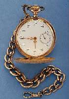 DÜRRSTEIN HERRENTASCHENUHR SAVONETTE, MONO- POL SCHWEIZ/DEUTSCHL. UM 1904, 585/000 RG, MONOGRAMMSPIEGELFREI, EMAILBL. FEINHAARR., ...