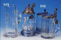 DREI BIERKRüGE, DEUTSCH, 19. JAHRHUNDERT, GLAS, 1 X MIT EMAILMALEREI, H. 15-20 CM