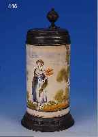 FAYENCEKRUG, THüRINGEN, UM 1770/80, FAYENCE, BEMALT, H. 25 CM, REST. UND HAARRIß, BEMALT, ...