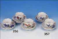 VIER MOKKATASSEN MIT UNTERTASSEN, MEISSEN, 50ER JAHRE, 2. WAHL, PORZELLAN, BLUME I, H. 6 CM