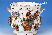 CACHE-POT, SAMSON, PARIS, UM 1870/80, PORZELLAN, REICHE BUNTE BEMALUNG, QUALITäT- VOLLE DARST. VON VöGELN BEI IHREM NEST MIT GELEGE UND ...