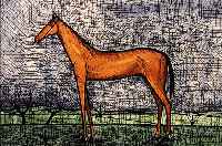 BUFFET, BERNAND, 1928-2000, CHEVAL DE COURSE 1951, FARBLITHOGRAPHIE VON 1960 NACH EINEM AQUARELL,AUF ARCHES ...