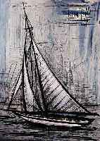 BUFFET, BERNAND, 1928-2000, VOILIER 1959,  FARBLITHOGRAPHIE VON 1960 NACH EINEM AQUARELL,AUF ARCHES ...