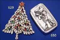 MODESCHMUCKBROSCHE TANNENBAUM, SIGN. WEISS, AMERIKA 60/70ER JAHRE, METALL VERG., FARB- LOSER UND BUNTER STRAßBESATZ IN VERSCH. SCHLIFFORMEN, ...