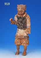 KRIEGER-SKULPTUR, CHINA, HAN-DYN., 200 V. - 200 N. CHR., TON, UR- SPRüNGLICH BUNT BEMALT, FEINE SINTERBILDUNG, H. 46,5 CM, ...