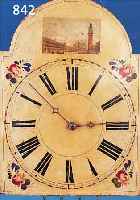 SCHWARZWäLDER UHR, SOGEN. SURRER MIT VIERTEL- STUNDENSCHLAG, UM 1870/1880, GROSSES FLORAL BEMALTES BOGENZIFFERBLATT, IM ARCUS ABBILDUNG DES ...