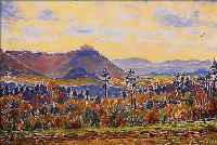BRAUN, LEO HUBERT, LIT.VGL. KüRSCHNERS GRAFIKER-HANDBUCH, HERBSTLANDSCHAFT IM HOHEN NEUFFEN, PASTELLKREIDE AUF PAPIER, RE. U. ...