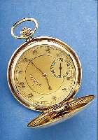 JUNGHANS HERRENTASCHENUHR SAVONETTE, DEUTSCHL. UM 1936, WALZGOLD DOUBLEE, BEIDE SCHALEN STREIFENDEKOR, 2-FARBIG VERG. BLATT, ...