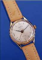 WOSTOK HERRENARMBANDUHR, SOWJETUNION UM 1960, METALL VERG., EDELSTAHLBOD. GESCHR., AUSSER LEDERB. ORIG. ZUSTAND, 22 ST., RUND- ANKERW., ...